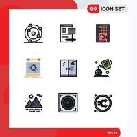 9 ícones criativos sinais e símbolos modernos de relatório de engenharia de protótipo rascunho de elementos de design de vetor sólido editável