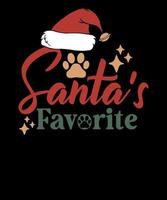 design de camiseta de amantes de cães de natal retrô favorito do papai noel vetor