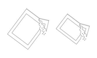 delinear saquetas com açúcar, sal, café, dissolver pó de remédio. curso editável. ícones de linha fina. ilustração vetorial linear vetor