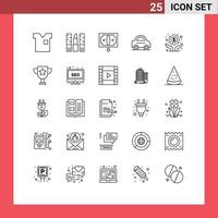 grupo de símbolos de ícones universais de 25 linhas modernas de elementos de design de vetores editáveis de finanças de carro de batom de veículo econômico