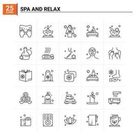 25 spa e relaxe o fundo do vetor do conjunto de ícones