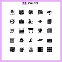 conjunto de 25 sinais de símbolos de ícones de interface do usuário modernos para educação em jejum de biblioteca elétrica de volta à escola elementos de design de vetores editáveis