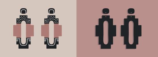 modelo de brincos retrô com forma geométrica para corte a laser de madeira. silhueta isolada de vetor
