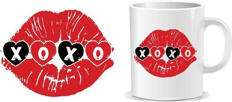 xoxo vetor de design de caneca de dia dos namorados