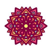 mandala colorida étnica. vetor mão desenhada doodle mandala. mandala étnica com ornamentos tribais coloridos. isolado. cores brilhantes.