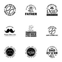 9 coleção de design de dia dos pais feliz preto, um conjunto de doze designs de dia dos pais de estilo vintage de cor marrom em elementos de design de vetores editáveis de fundo claro