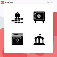 4 ícones criativos, sinais e símbolos modernos de links rápidos de maçã, banco de layout de dinheiro, elementos de design de vetores editáveis