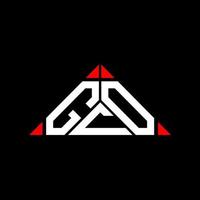design criativo do logotipo da carta gco com gráfico vetorial, logotipo simples e moderno gco em forma de triângulo redondo. vetor