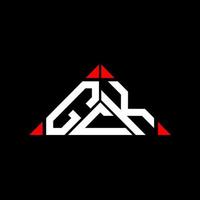 design criativo do logotipo da carta gck com gráfico vetorial, logotipo simples e moderno gck em forma de triângulo redondo. vetor