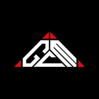 design criativo do logotipo da carta gcm com gráfico vetorial, logotipo simples e moderno gcm em forma de triângulo redondo. vetor