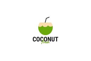 ilustração de modelo de vetor de design de logotipo de ícone de coco plano