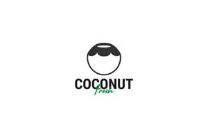 ilustração de modelo de vetor de design de logotipo de ícone de coco plano