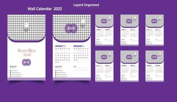 modelo de calendário de parede 2023, calendário de parede 2023, design de calendário de parede, calendário de ano novo de 2023 vetor