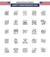 25 ícones criativos dos eua sinais modernos de independência e símbolos de 4 de julho de dinheiro fogos de artifício dos presidentes dia dos eua editáveis elementos de design vetorial do dia dos eua vetor