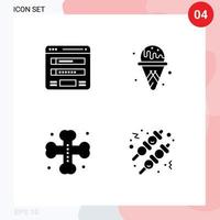 conjunto de pictogramas de 4 glifos sólidos simples de fluxograma cross sitemap sorvete halloween elementos de design vetorial editáveis vetor