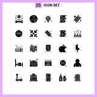 conjunto de pictogramas de 25 glifos sólidos simples de elementos de design de vetores editáveis de ideia de economia de escada