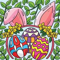 ovos de páscoa tiara de coelhinho desenho colorido vetor