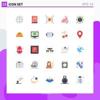 Pacote de cores planas de 25 interfaces de usuário de sinais e símbolos modernos de marketing de afiliados natureza câmera coelhinho da páscoa elementos de design de vetores editáveis