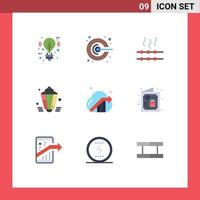 conjunto de 9 sinais de símbolos de ícones de interface do usuário modernos para decoração de nuvem comida eid lâmpada elementos de design de vetores editáveis