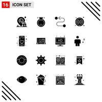 16 ícones criativos, sinais e símbolos modernos de apresentação, aplicativo de destino, cuidados de saúde, elementos de design de vetores editáveis