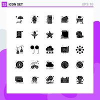 25 ícones criativos sinais modernos e símbolos de interface de leitura de relógio inteligente de banco de crédito elementos de design de vetores editáveis