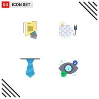 pacote de ícones planos de 4 símbolos universais de notas, roupas, crédito, pesquisa solar, elementos de design de vetores editáveis