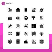 conjunto de 25 sinais de símbolos de ícones de interface do usuário modernos para caixa de dispositivo de decoração rangoli marketing elementos de design de vetores editáveis