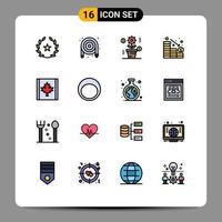 16 ícones criativos sinais e símbolos modernos de bandeira para baixo análise de perda de negócios elementos de design de vetores criativos editáveis