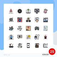 conjunto de 25 sinais de símbolos de ícones de interface do usuário modernos para crianças, tablet orgânico, elementos de design de vetores médicos editáveis