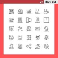 pacote de ícones vetoriais de estoque de 25 sinais e símbolos de linha para remessa multimídia, comércio de produtos de investimento, elementos de design de vetores editáveis