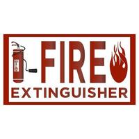 adesivo de sinal de extintor de incêndio em estilo realista. ilustração vetorial colorida em um fundo branco. vetor