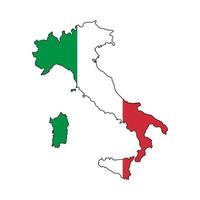 silhueta do mapa da itália com bandeira no fundo branco vetor