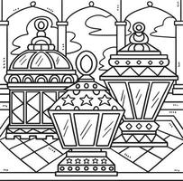 desenho de lanterna do ramadã para colorir para crianças vetor