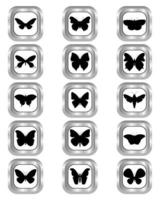 borboletas diferentes tipos de botões no meio em um fundo branco vetor