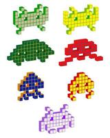 figura pixels volumétricos de cores diferentes vetor