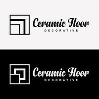 definir estilo quadrado elegante decoração de cerâmica de luxo material interior identidade da marca vetor de design de logotipo