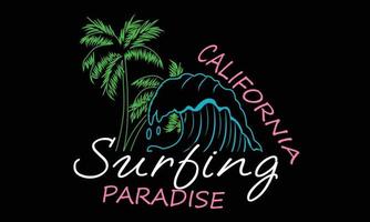 design de t-shirt de tipografia do paraíso do surf. tipografia de surf motivacional t-shirt crianças criativas e ilustração vetorial de tema de surf. vetor