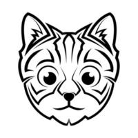 arte de linha preto e branco da cabeça de gato bonito. bom uso para símbolo, mascote, ícone, avatar, tatuagem, design de camiseta, logotipo ou qualquer design. vetor