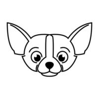 ícone de ilustração vetorial bonito dos desenhos animados de um cachorrinho chihuahua. é um estilo de contorno. vetor