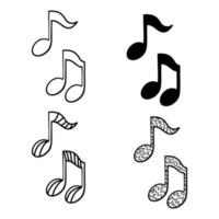 um conjunto de notas musicais no estilo doodle. um ícone de som para indicar a melodia vetor