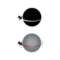 satélite flutuando em torno de um símbolo de sinal de ícone de planeta em branco vetor