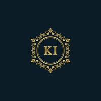 logotipo da letra ki com modelo de ouro de luxo. modelo de vetor de logotipo de elegância.