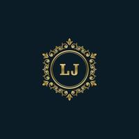 logotipo da letra lj com modelo de ouro de luxo. modelo de vetor de logotipo de elegância.