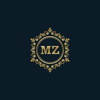 logotipo da letra mz com modelo de ouro de luxo. modelo de vetor de logotipo de elegância.