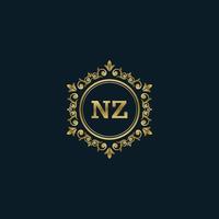 logotipo da letra nz com modelo de ouro de luxo. modelo de vetor de logotipo de elegância.