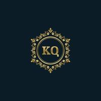 logotipo da letra kq com modelo de ouro de luxo. modelo de vetor de logotipo de elegância.
