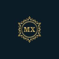 logotipo da letra mx com modelo de ouro de luxo. modelo de vetor de logotipo de elegância.