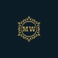 logotipo da letra mw com modelo de ouro de luxo. modelo de vetor de logotipo de elegância.