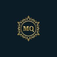 logotipo da letra mq com modelo de ouro de luxo. modelo de vetor de logotipo de elegância.