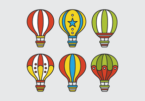 Seis vetores balão de ar quente